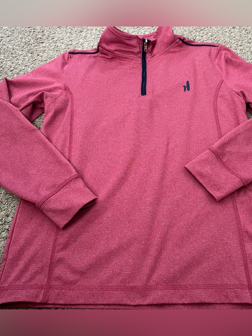 johnnie-O Kids Half-Zip Mockneck Sweatshirt Rose Pink with Navy Accents Size 10
